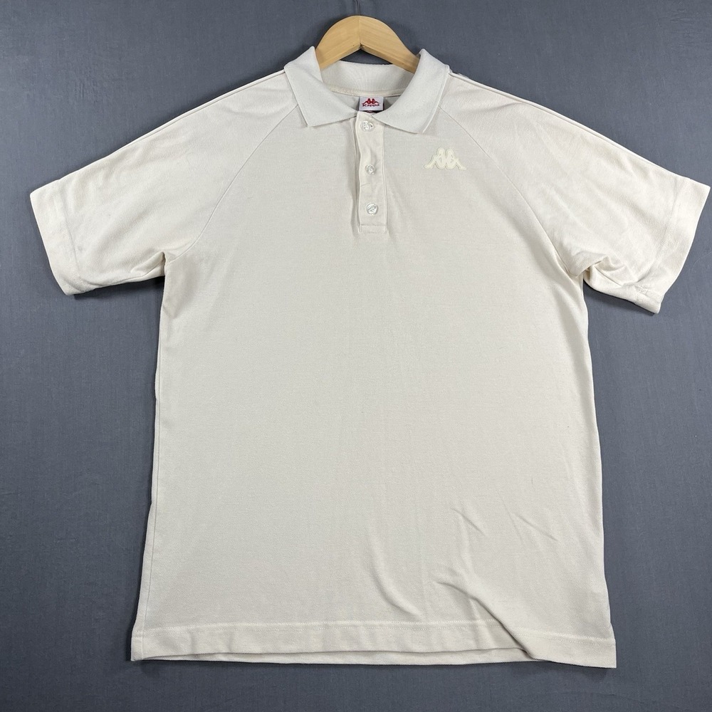Kappa Banda Tonal Logo Short Sleeve Polo Sz Medium Cream Color